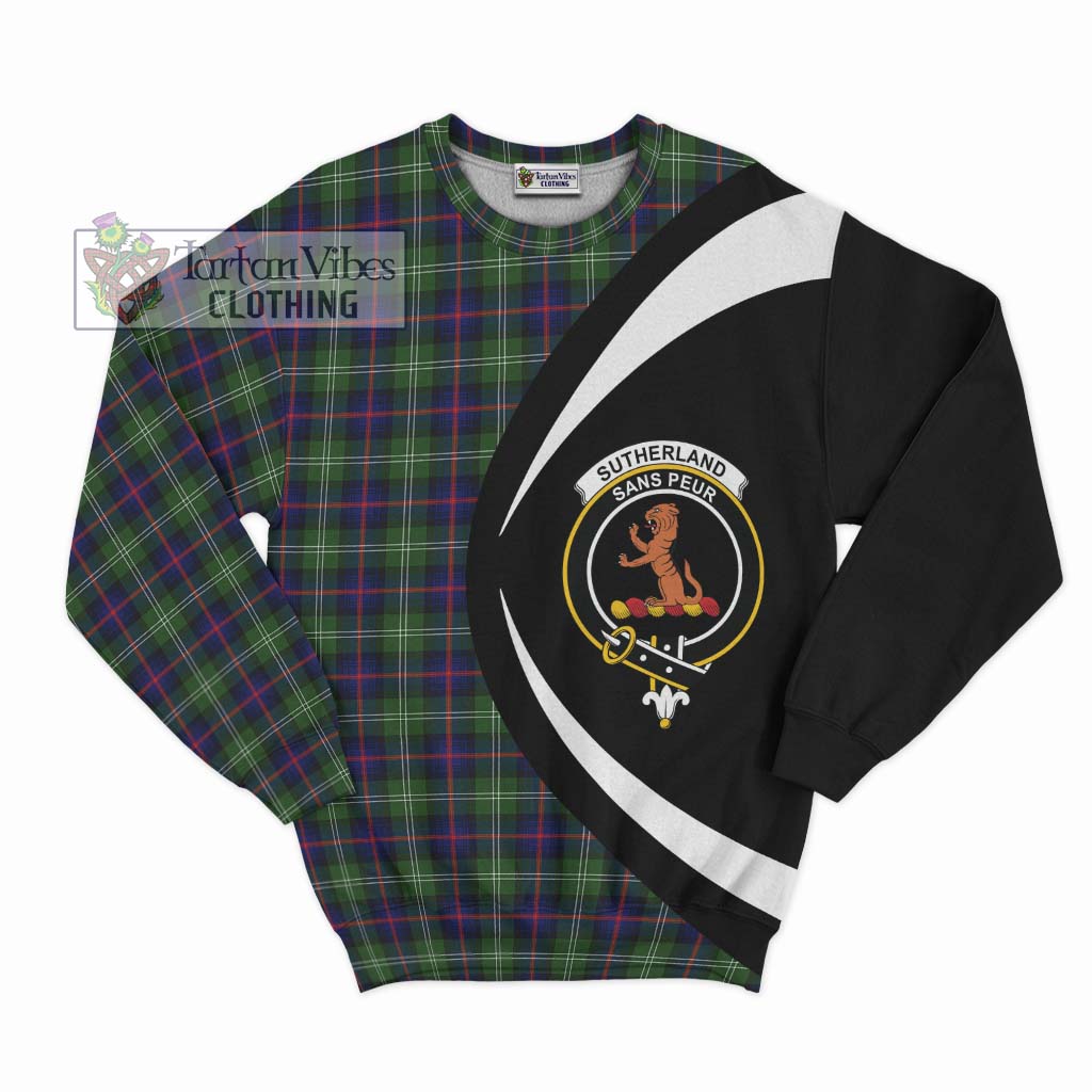 Sutherland Tartan Sweatshirt with Family Crest Circle Style Unisex - Tartan Vibes Clothing