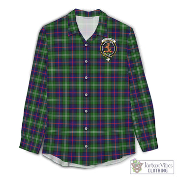 Sutherland Modern Tartan Womens Casual Shirt with Family Crest