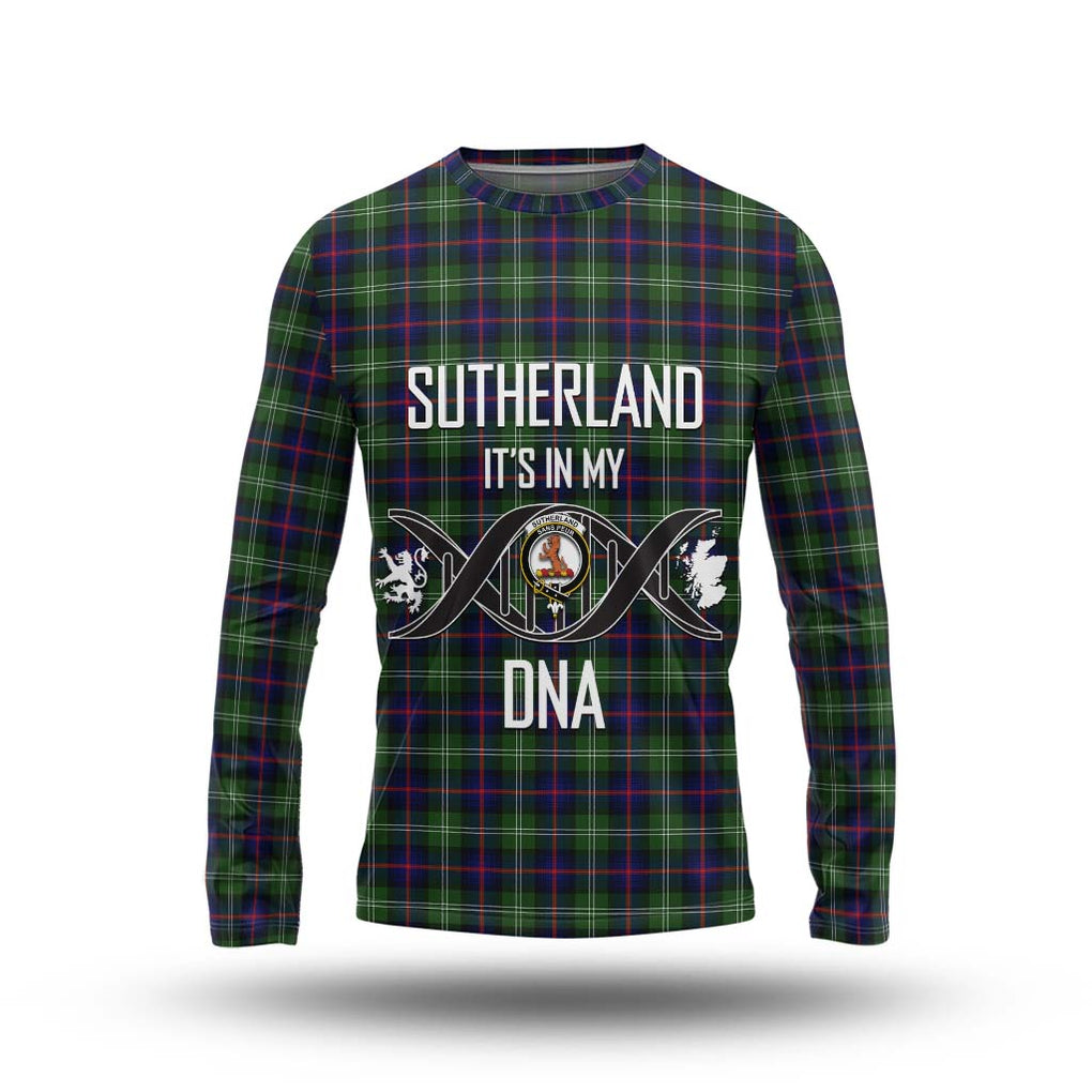 Sutherland Tartan Long Sleeve T-Shirt with Family Crest DNA In Me Style Unisex - Tartanvibesclothing Shop