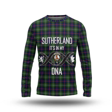 Sutherland Tartan Long Sleeve T-Shirt with Family Crest DNA In Me Style Unisex - Tartanvibesclothing Shop