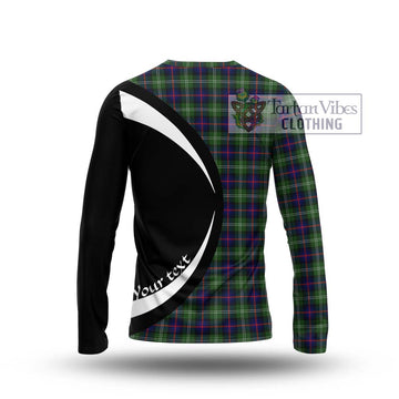Sutherland Tartan Long Sleeve T-Shirt with Family Crest Circle Style - Tartan Vibes Clothing