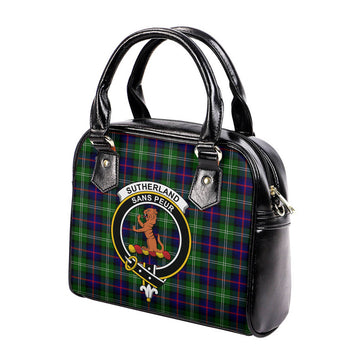 Sutherland Modern Tartan Shoulder Handbags with Family Crest
