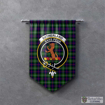 Sutherland Tartan Gonfalon, Tartan Banner with Family Crest