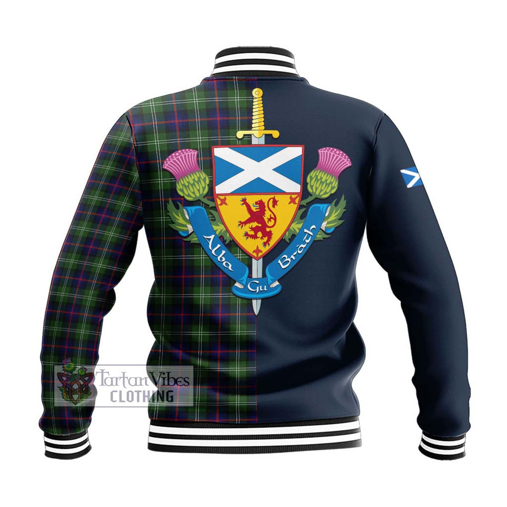 Sutherland Tartan Baseball Jacket Alba with Scottish Lion Royal Arm Half Style - Tartan Vibes Clothing