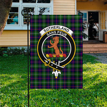 Sutherland Tartan Garden Flag with Family Crest