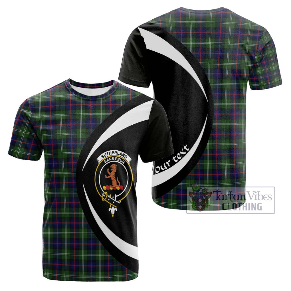 Tartan Vibes Clothing Sutherland Modern Tartan Cotton T-shirt with Family Crest Circle Style