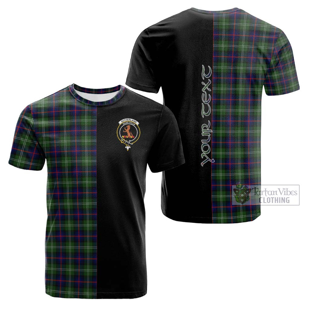 Tartan Vibes Clothing Sutherland Modern Tartan Cotton T-shirt with Family Crest and Half Of Me Style