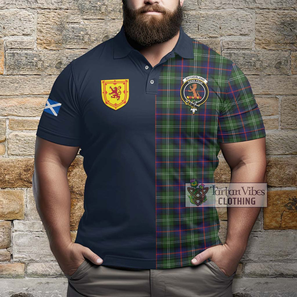 Tartan Vibes Clothing Sutherland Modern Tartan Polo Shirt with Scottish Lion Royal Arm Half Style