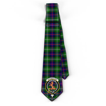 Sutherland Modern Tartan Classic Necktie with Family Crest