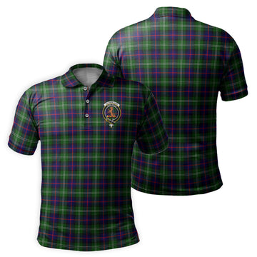 Sutherland Modern Tartan Men's Polo Shirt with Family Crest