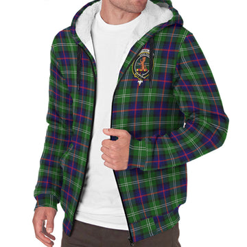 Sutherland Tartan Sherpa Hoodie with Family Crest