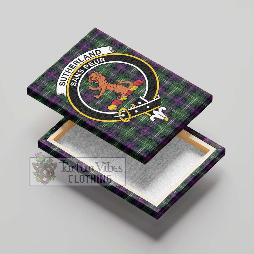 Sutherland Tartan Canvas Print Wall Art with Family Crest - Tartan Vibes Clothing