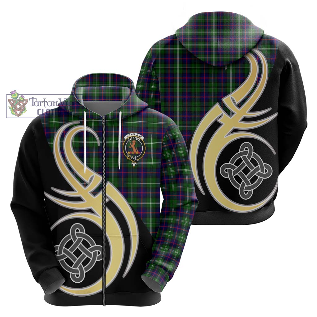 Sutherland Tartan Hoodie with Family Crest and Celtic Symbol Style - Tartan Vibes Clothing