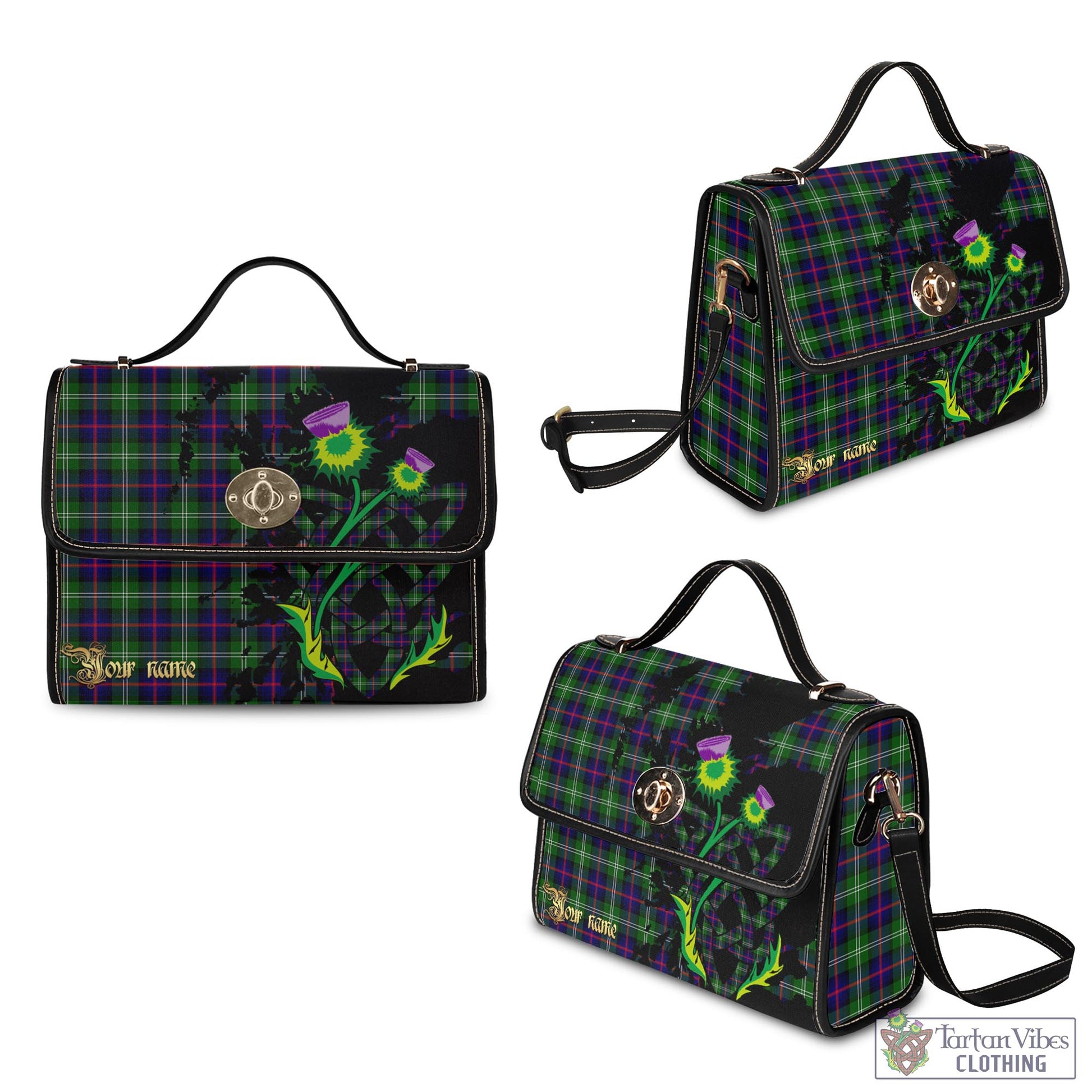 Sutherland Tartan Waterproof Canvas Bag with Scotland Map and Thistle Celtic Accents - Tartan Vibes Clothing