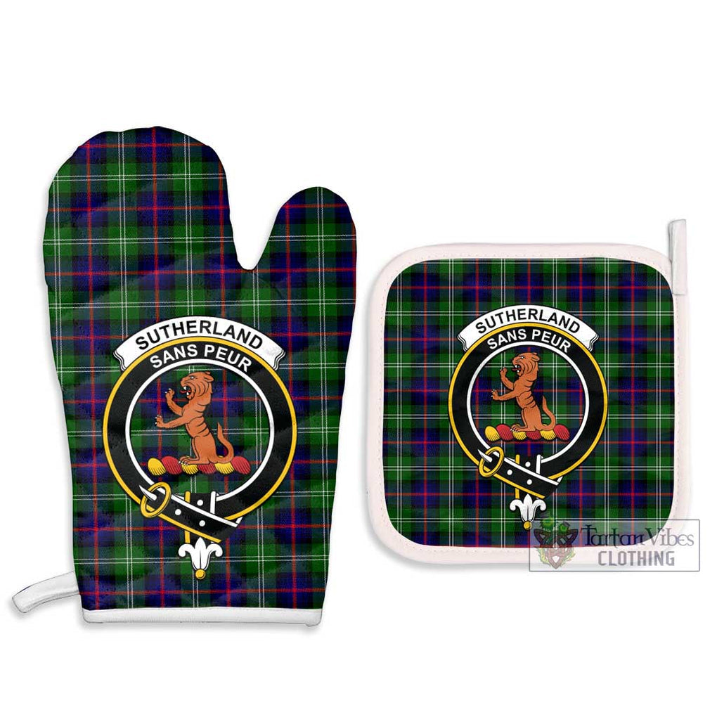 Sutherland Tartan Combo Oven Mitt & Pot-Holder with Family Crest Combo 1 Oven Mitt & 2 Pot-Holder White - Tartan Vibes Clothing