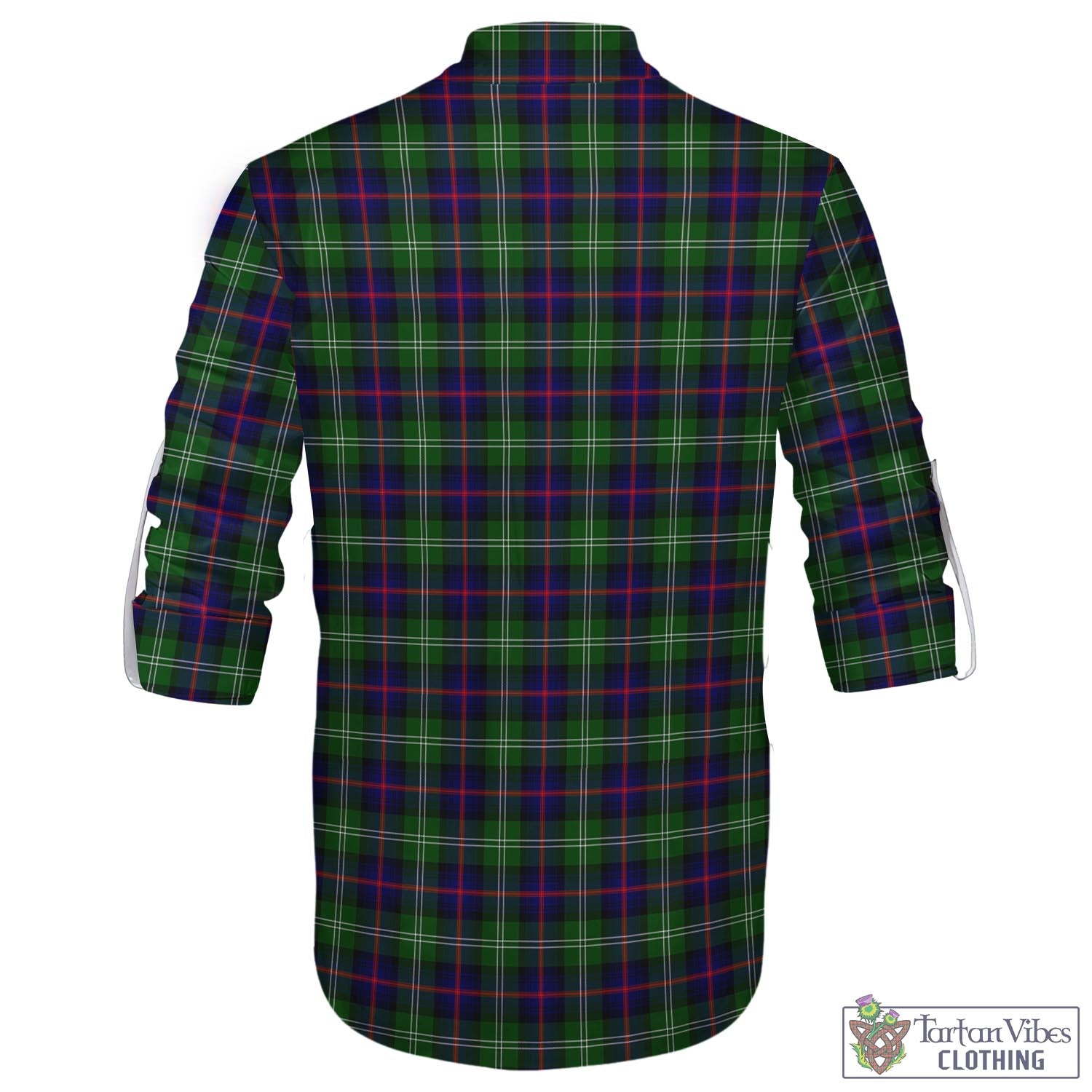 Tartan Vibes Clothing Sutherland Modern Tartan Men's Scottish Traditional Jacobite Ghillie Kilt Shirt with Family Crest