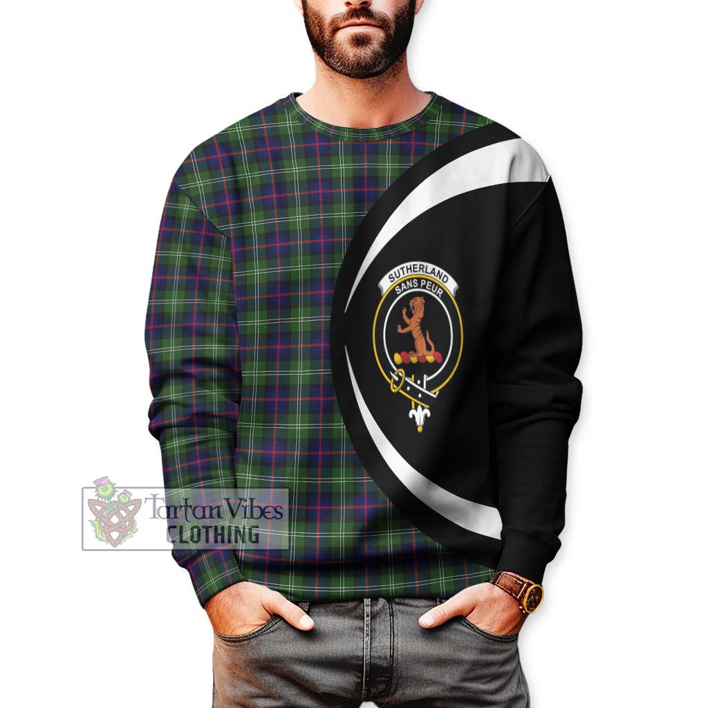 Sutherland Tartan Sweatshirt with Family Crest Circle Style - Tartan Vibes Clothing