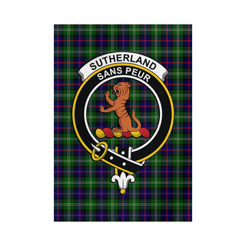 Sutherland Tartan Garden Flag with Family Crest