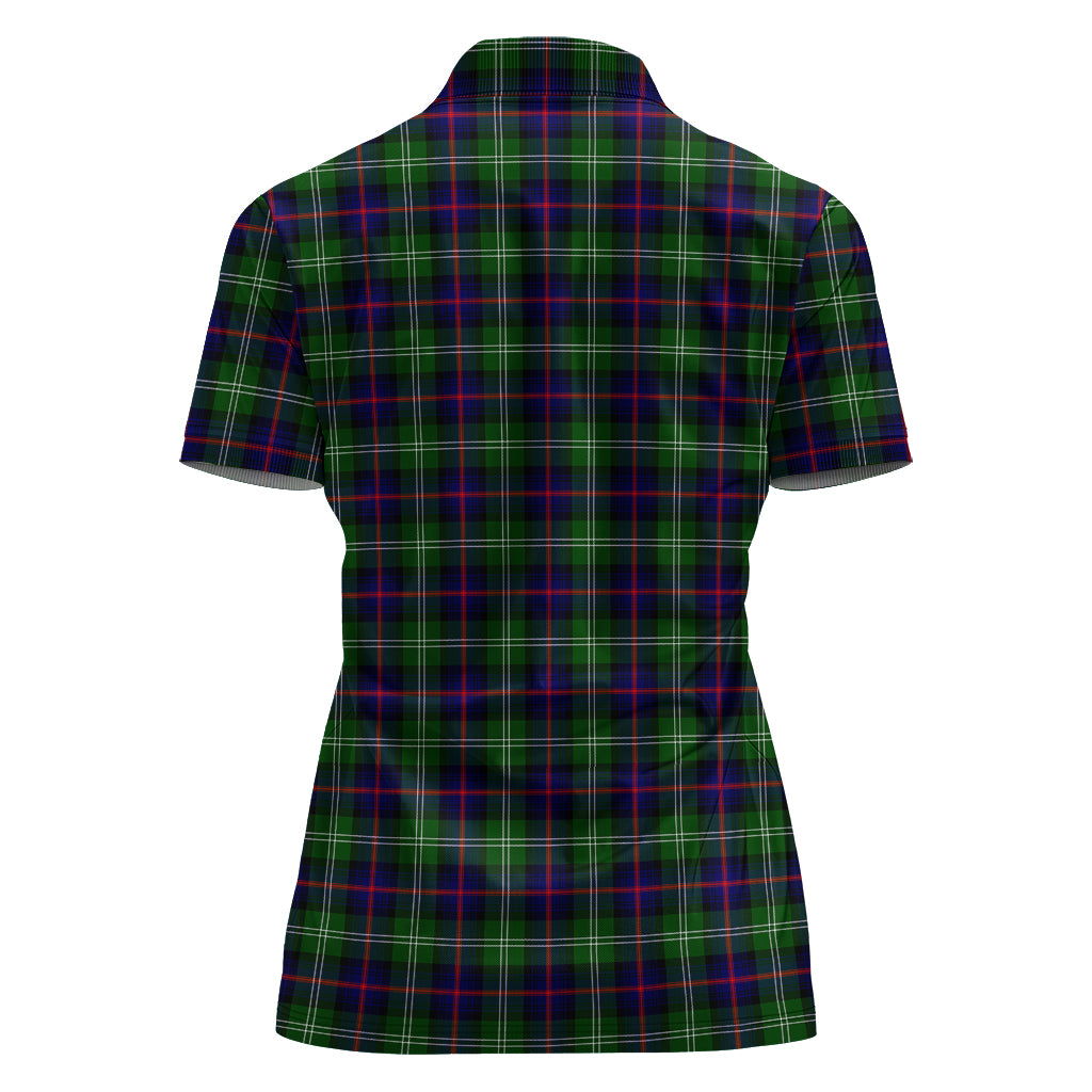 sutherland-modern-tartan-polo-shirt-with-family-crest-for-women