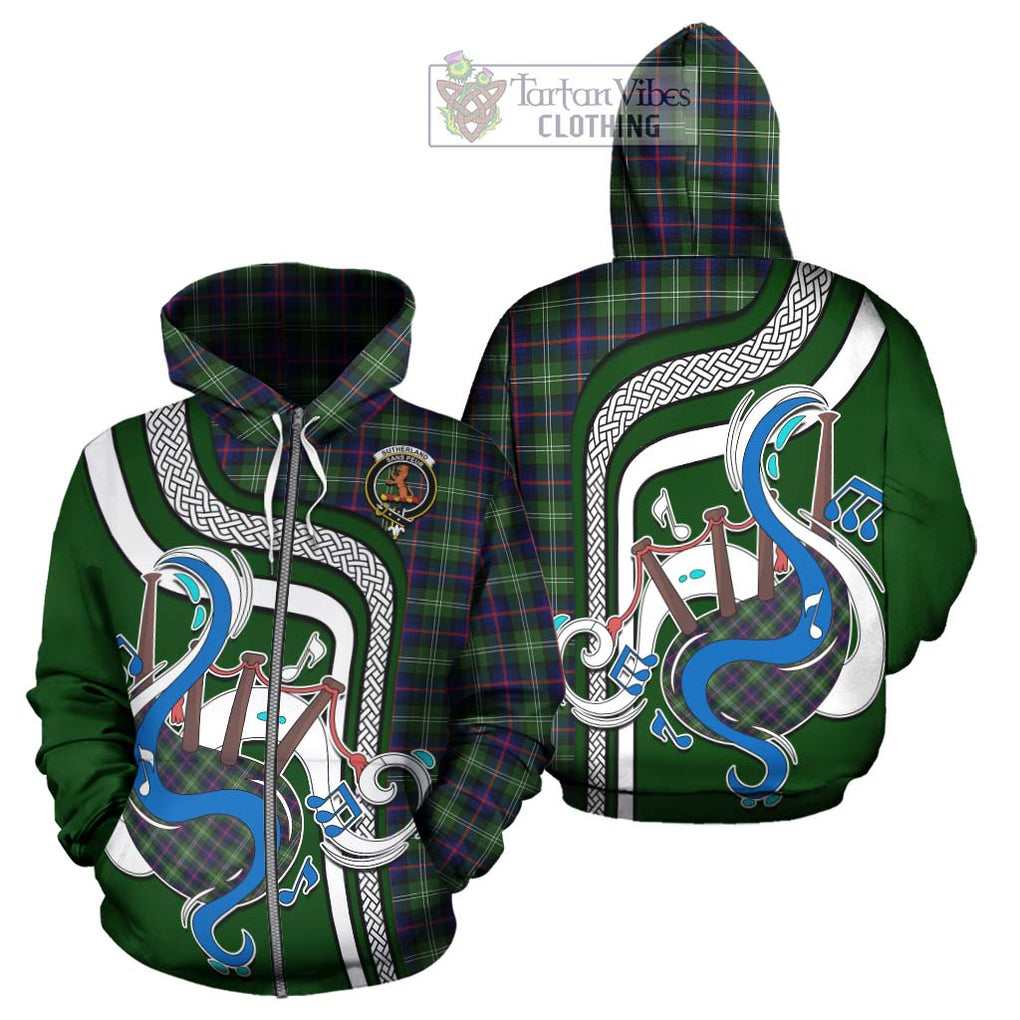 Sutherland Tartan Hoodie with Epic Bagpipe Style - Tartanvibesclothing Shop