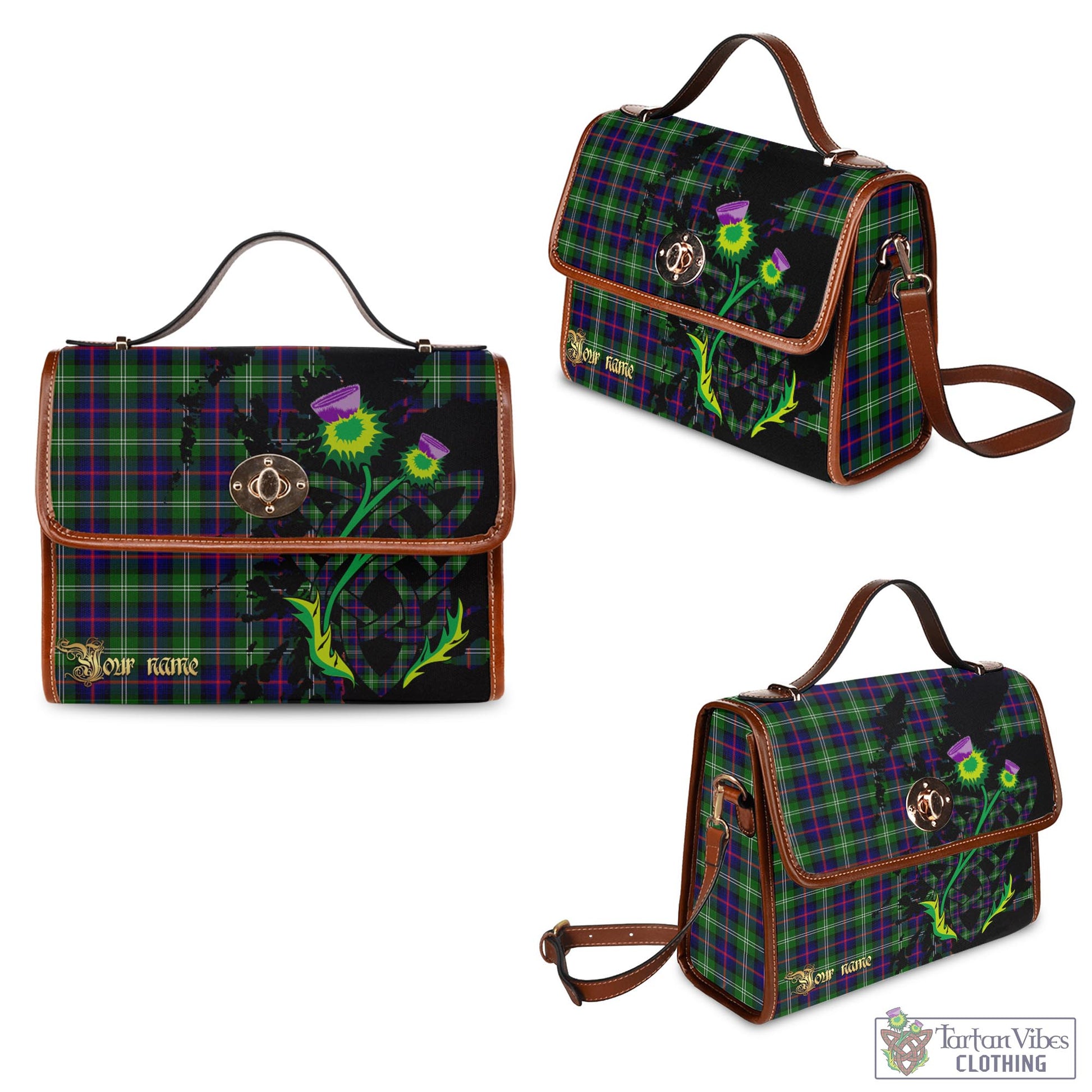 Sutherland Tartan Waterproof Canvas Bag with Scotland Map and Thistle Celtic Accents - Tartan Vibes Clothing