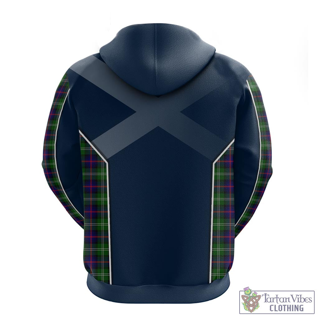 Tartan Vibes Clothing Sutherland Modern Tartan Hoodie with Family Crest and Scottish Thistle Vibes Sport Style