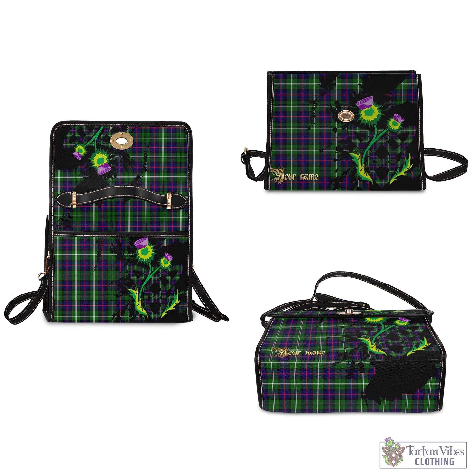 Sutherland Tartan Waterproof Canvas Bag with Scotland Map and Thistle Celtic Accents - Tartan Vibes Clothing