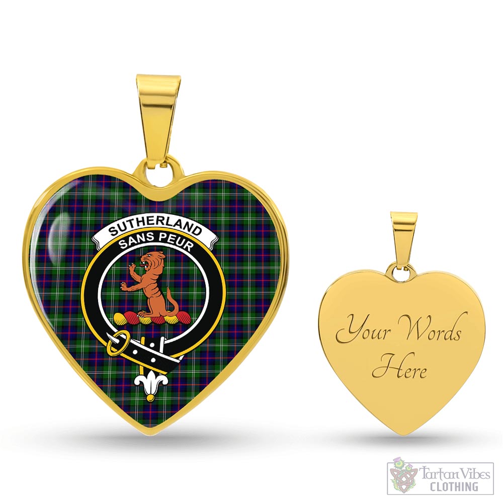Tartan Vibes Clothing Sutherland Modern Tartan Heart Necklace with Family Crest