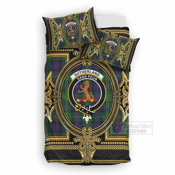 Sutherland Scottish Tartan Crest Bedding Set Royal Stylized