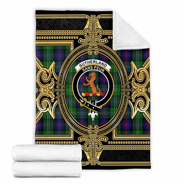 Sutherland Scottish Tartan Crest Blanket Royal Stylized