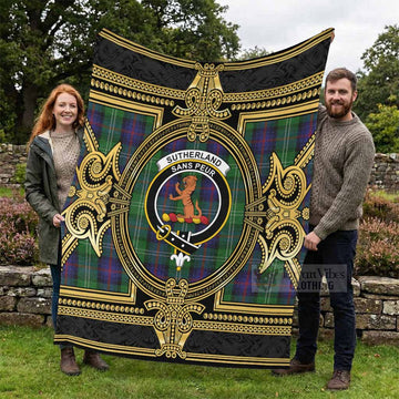 Sutherland Scottish Tartan Crest Blanket Royal Stylized