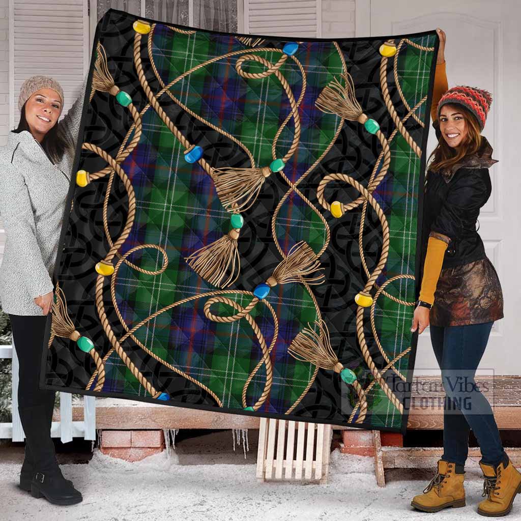 Sutherland Scottish Tartan Twisted Ropes Stylized Premium Quilt - Tartan Vibes Clothing