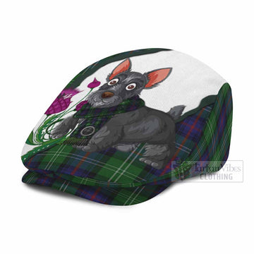 Sutherland Scottish Terrier Tartan Flat Cap, Jeff Cap Thistle Heritage Art