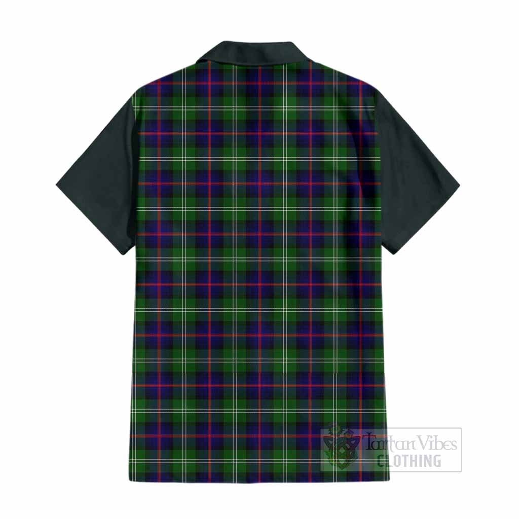 Sutherland Tartan Accent Cotton Hawaiian Shirt with Family Crest