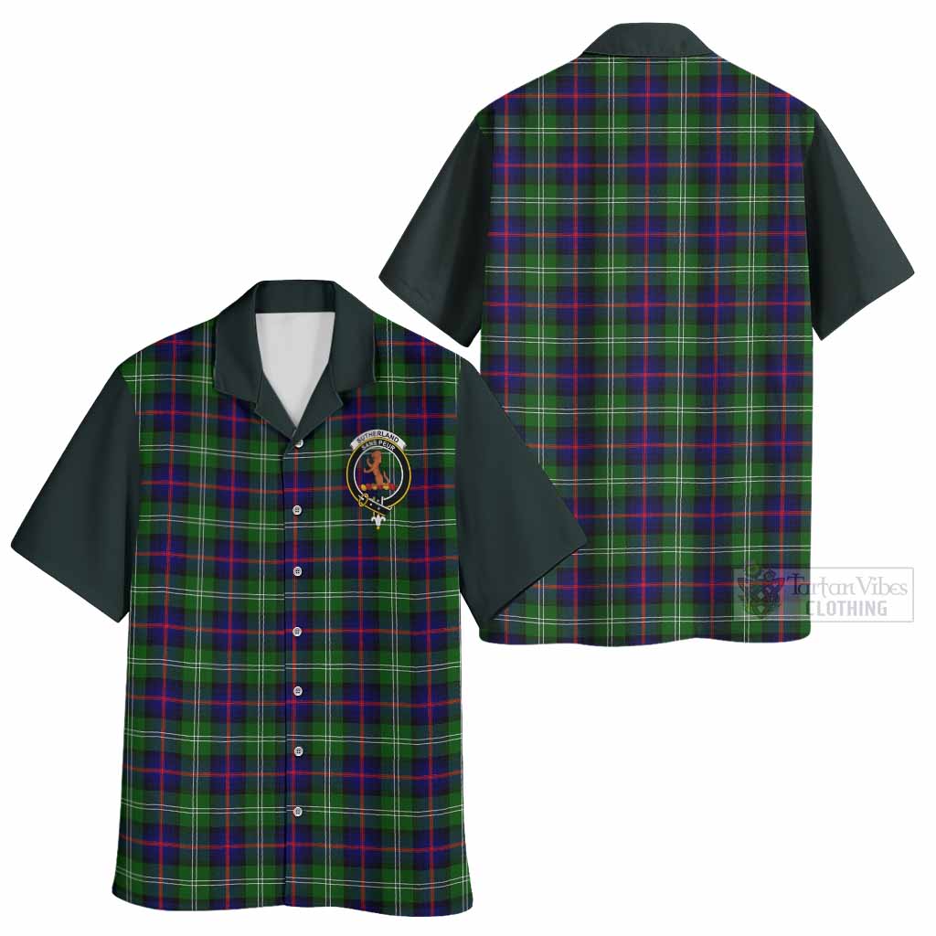 Sutherland Tartan Accent Hawaiian Shirt with Family Crest