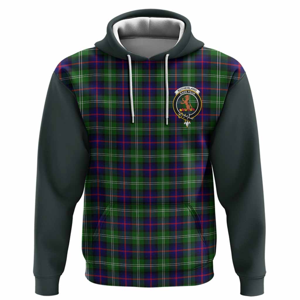 Sutherland Tartan Accent Hoodie with Family Crest