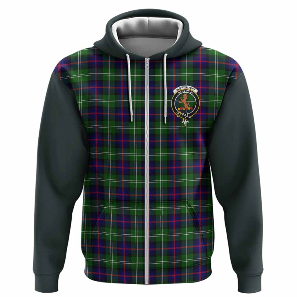 Sutherland Tartan Accent Hoodie with Family Crest