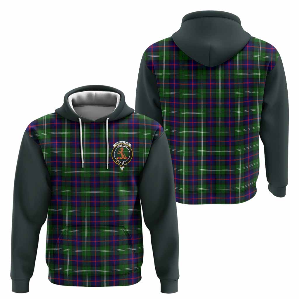 Sutherland Tartan Accent Hoodie with Family Crest