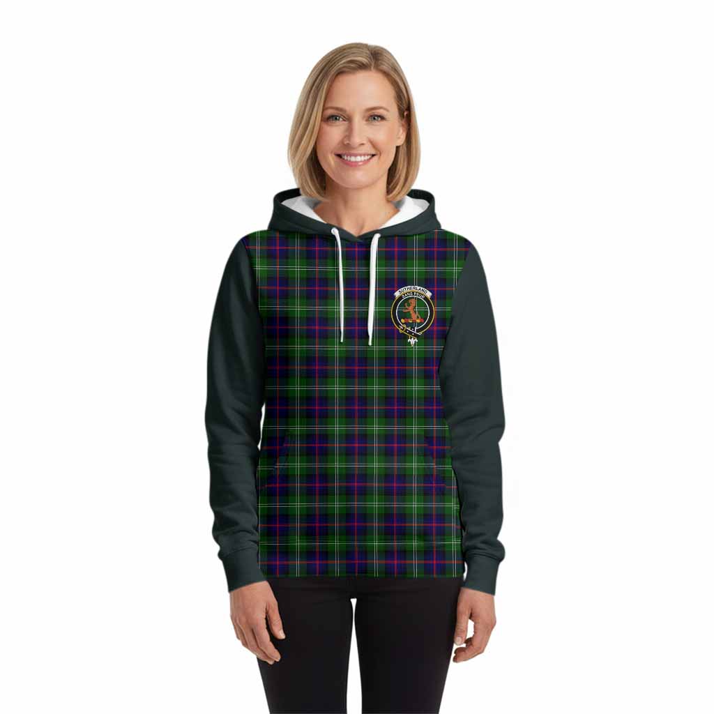 Sutherland Tartan Accent Hoodie with Family Crest