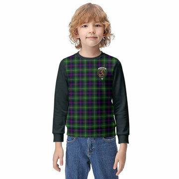 Sutherland Tartan Accent Kid Knitted Sweatshirt with Family Crest