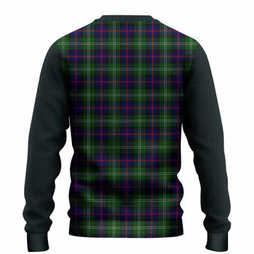 Sutherland Tartan Accent Knitted Sweater with Family Crest