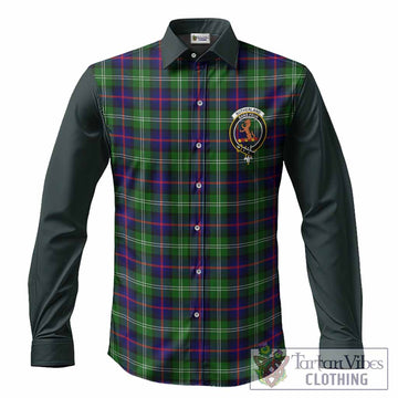 Sutherland Tartan Accent Long Sleeve Button Shirts with Family Crest