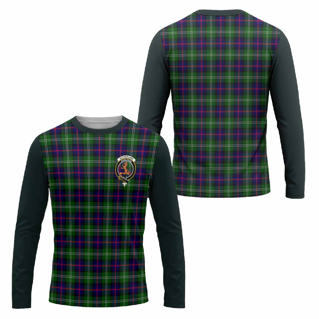 Sutherland Tartan Accent Long Sleeve T-Shirt with Family Crest