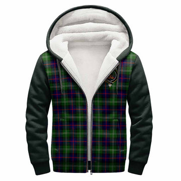 Sutherland Tartan Accent Sherpa Hoodie with Family Crest