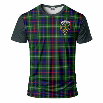 Sutherland Tartan Accent T-Shirt with Family Crest