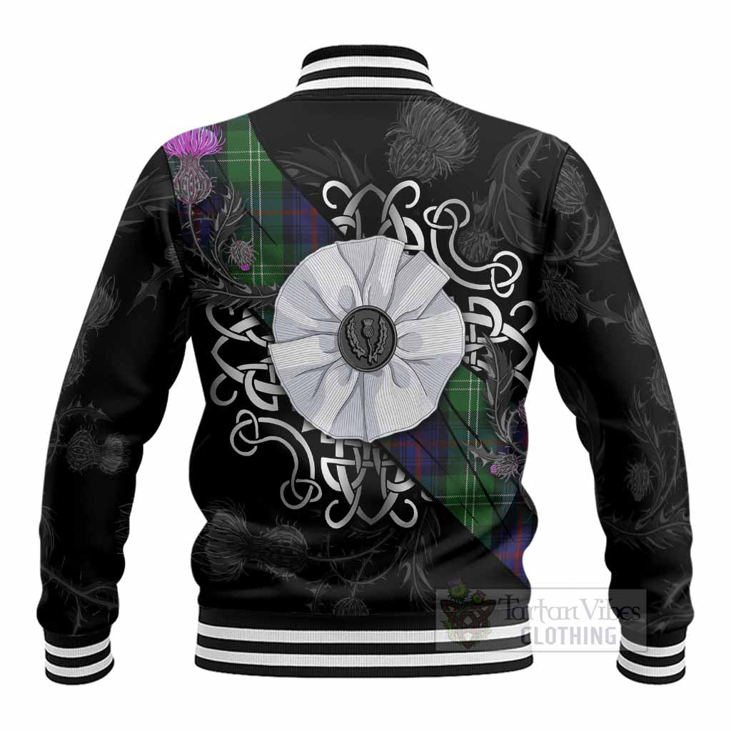 Sutherland Tartan Baseball Jacket Jacobite White Rose - Tartan Vibes Clothing