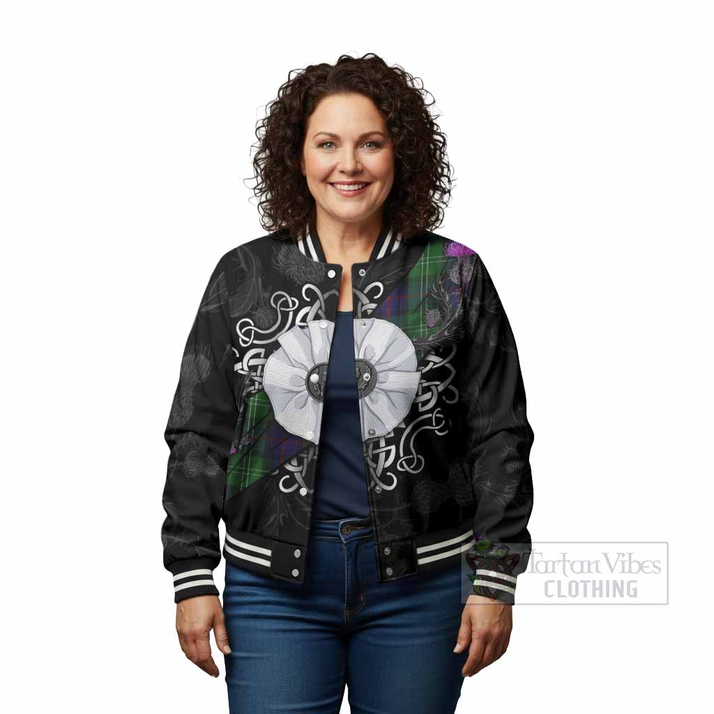 Sutherland Tartan Baseball Jacket Jacobite White Rose - Tartan Vibes Clothing