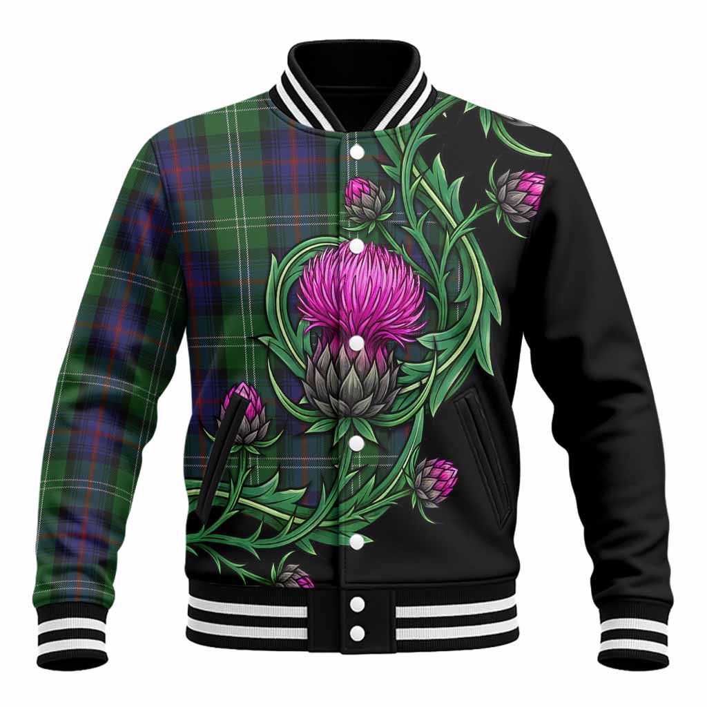 Sutherland Tartan Baseball Jacket Resilient Scottish Thistle Unisex - Tartan Vibes Clothing