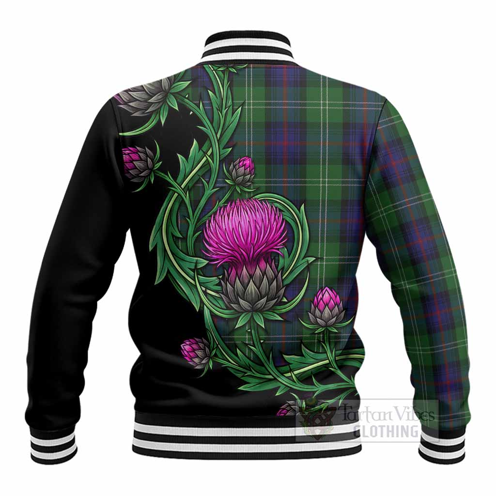 Sutherland Tartan Baseball Jacket Resilient Scottish Thistle - Tartan Vibes Clothing