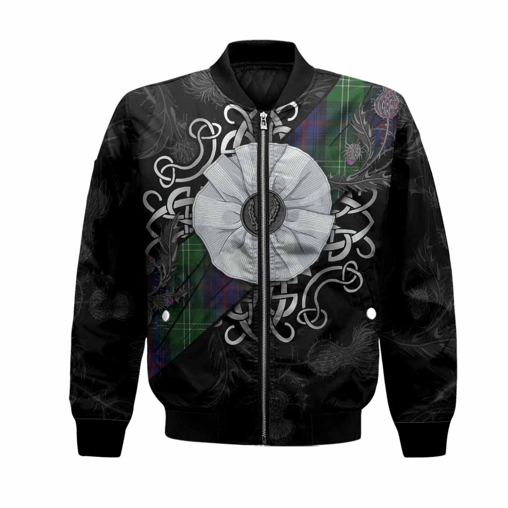 Sutherland Tartan Bomber Jacket Jacobite White Rose Unisex Black - Tartan Vibes Clothing